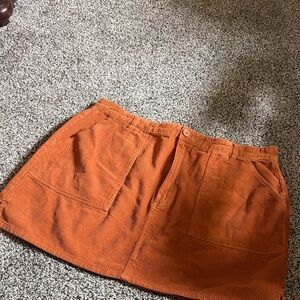ASOS Rust Orange Corduroy Mini Skirt with Front Pockets